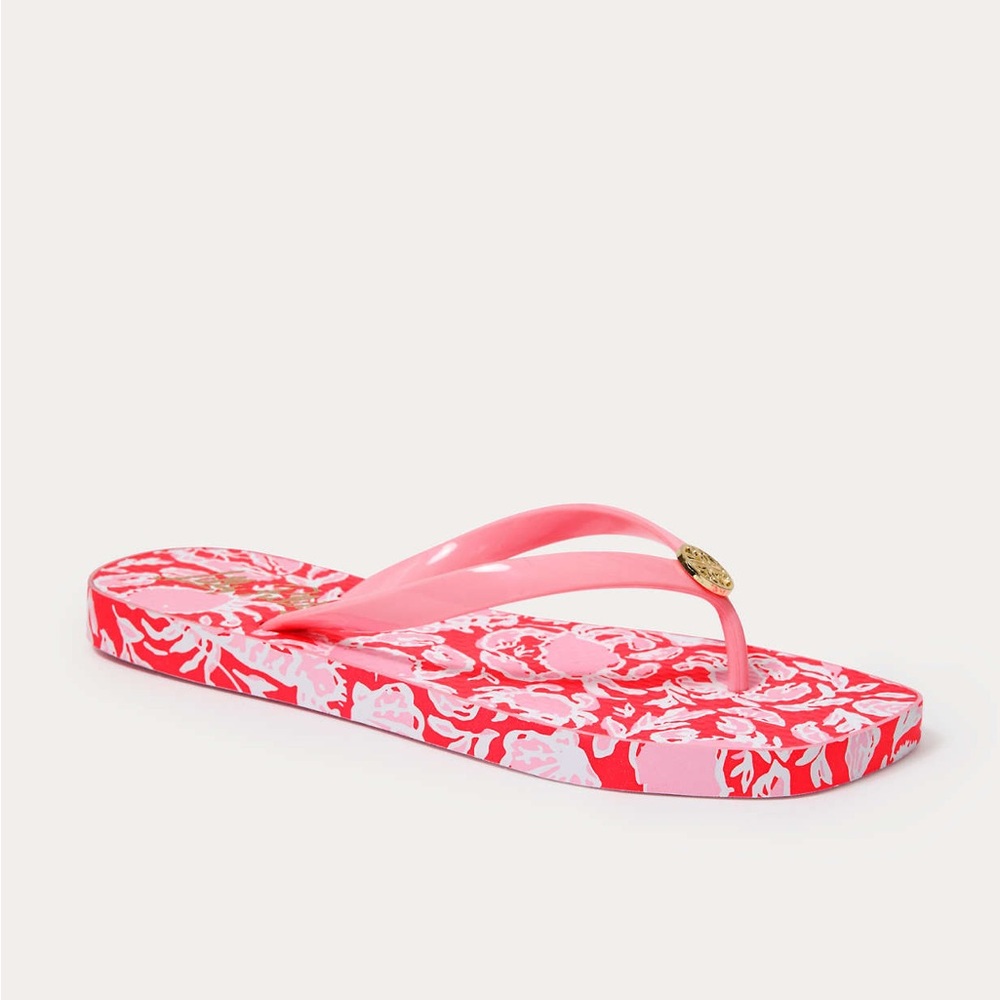 Lilly Pulitzer Sandsational Pink Floral Flip Flop Sandal